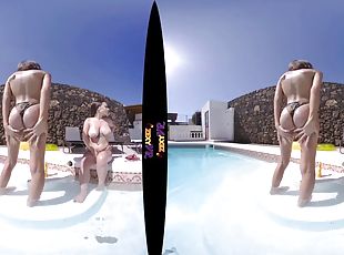Wet Jo & Tia - Afternoon Sun Outdoors in Pool - Virtual reality POV