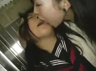 Asian lesbian elevator