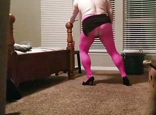 Bbw in ripped pink hose 3