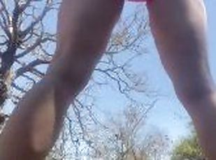 Slut shakes ass in booty shorts at the park