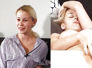 Ersties - Die 24-jährige Blondine Jenny verwöhnt ihre rasierte Muschi