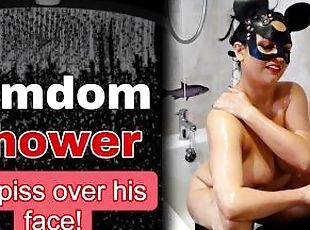 Femdom Piss Shower Toilet Slave Training Dominatrix Pissing Golden Facesitting BDSM FLR Milf Stepmom