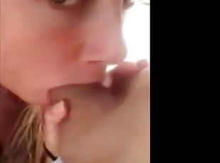 Girlfriend sucking dick on the beach during vacation