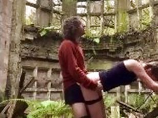 British couple suck and fuck in an abandoned mansion