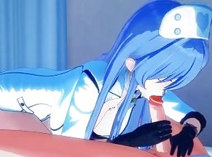 Kinky nurse Esdeath doms a patient to get all his cum out