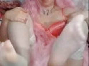 Kawaii Neko Egirl slut thigh stocking feet tease ? Full video on my Manyvids ? link in my bio
