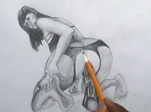 Sex Art -14 inch Bad Dragon Dildo deep anal riding