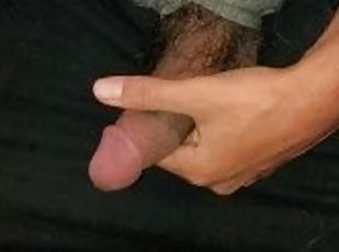 Jerking thick hairy juicy cock under table during class