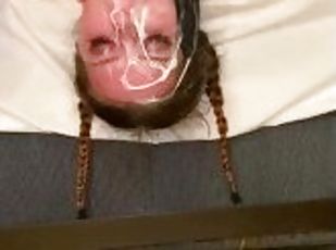 Sloppy upside down teen throat fucked