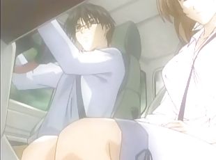 Romantic anime sex in the car cute teen rides a dick