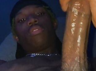 Cum and watch me stroke this big black dick until i cum and orgasm for you