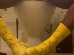 BBC Morning Milking Session on the toilet with Cum Shot