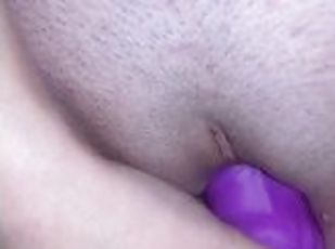 Homemade Amateur POV Sexy Wife playing with her wet pussy Fucking herself with purple dildo