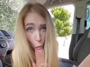 Streetfuck - Surfer Babe Almost Caught By Police Sucking Stranger In Car In Public