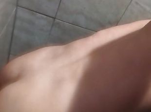 Muscled up stud gets BOLD! Fucks his tight, fat ass in the shower of very busy fitness gym